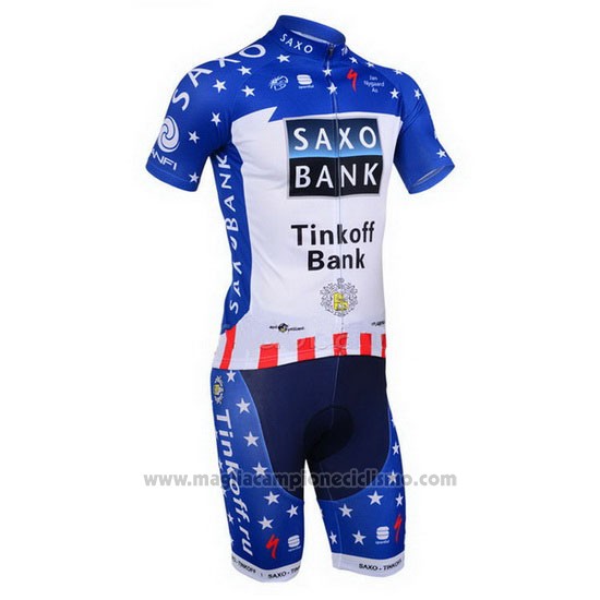 2013 Abbigliamento Ciclismo Tinkoff Saxo Bank Campione Stati Uniti Manica Corta e Salopette